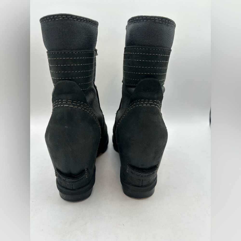 Sorel Lexie Wedge Lace Up Waterproof Leather Boot Bootie black size 8 - Picture 8 of 8